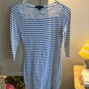 Ralph Lauren Blue and White Stripe Dress, Size PS.